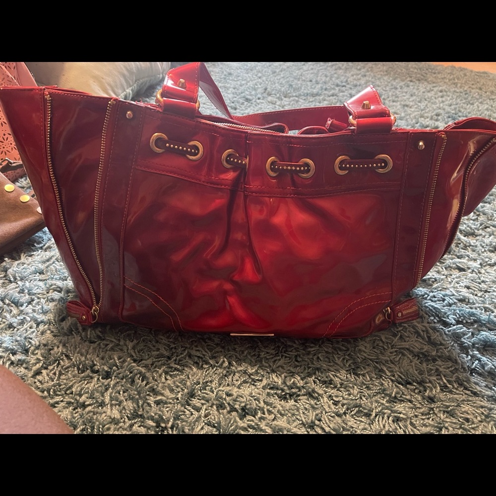Jessica Simpson Red Patent Large Purse